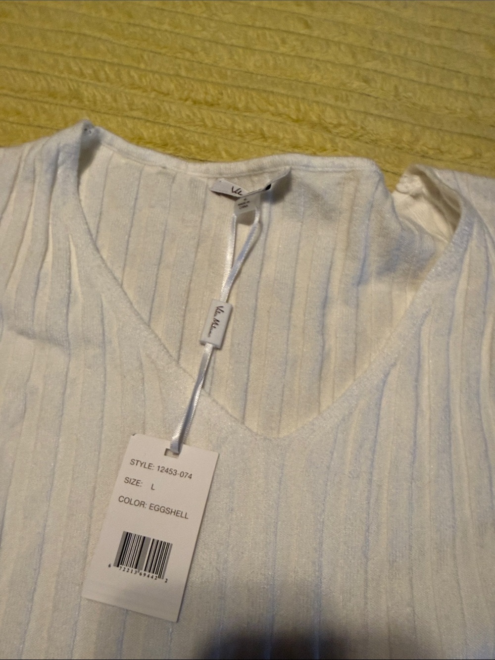 Pleated V‑Neck Cream Tunic Top by Alfani - Picture 7 of 7